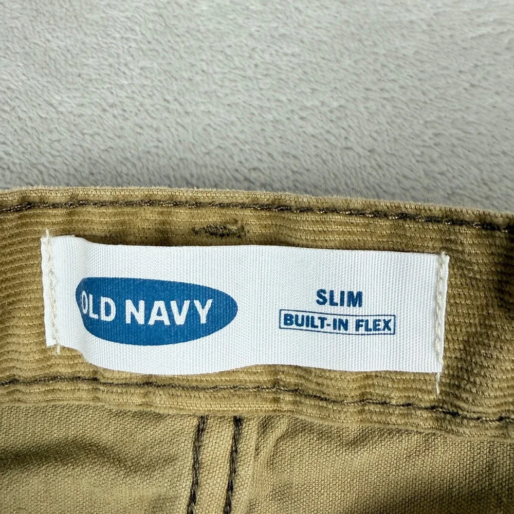 Old Navy Pants Men 34x30(29) Tan Brown Slim Built in Flex Corduroy Winter Preppy